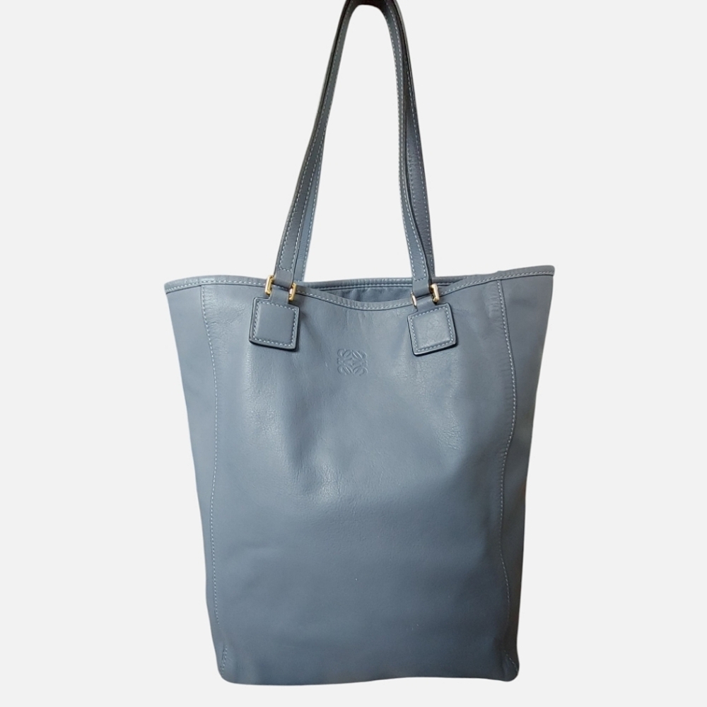 LOEWE Blue Grey Leather Tote Bag